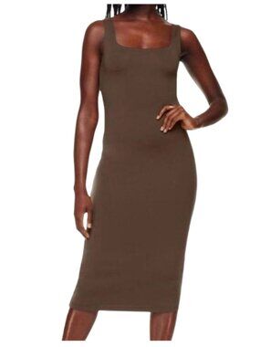 Aritzia Babaton Square Neck Midi Dress in Coffee Bean